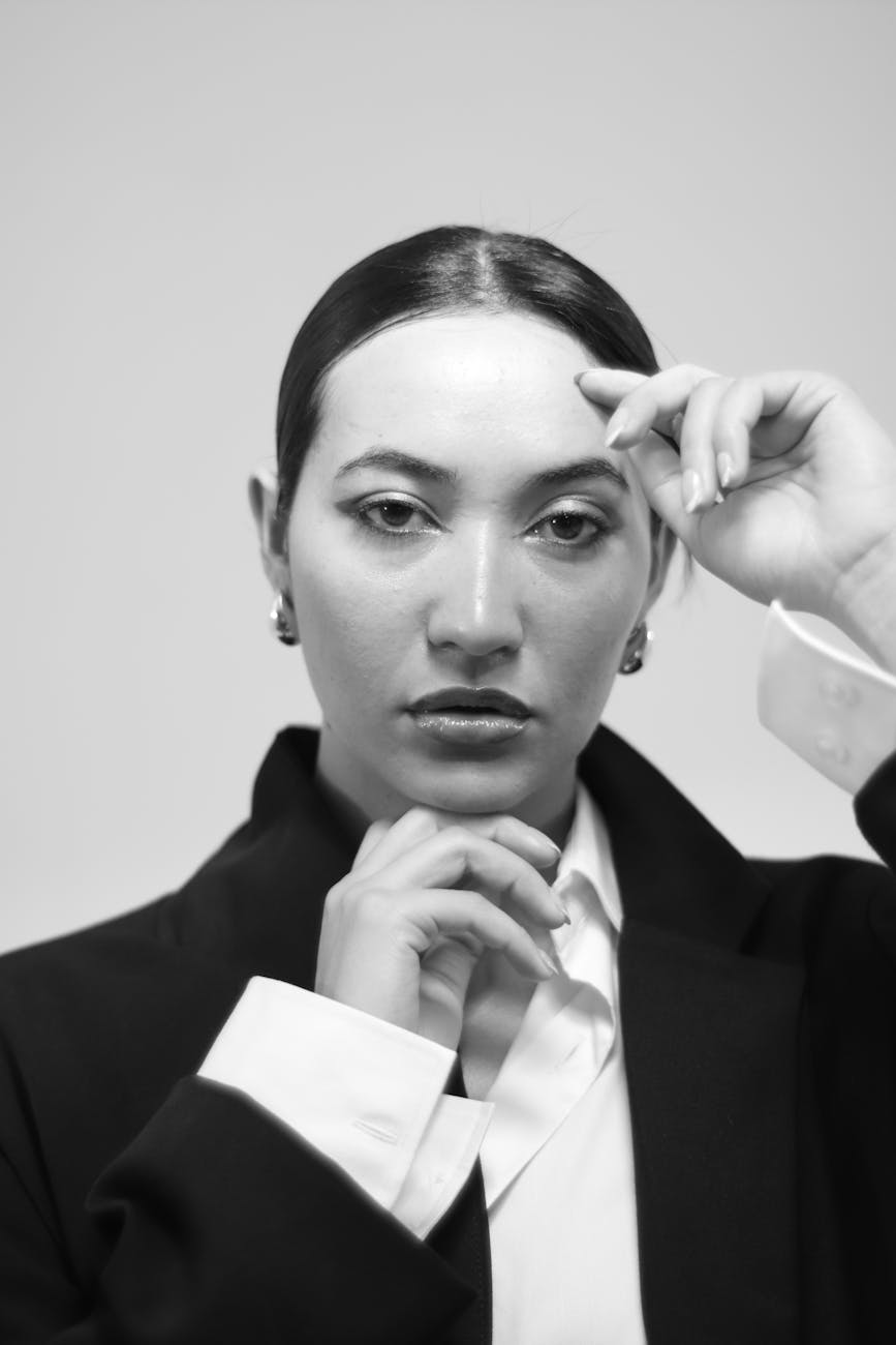 elegant black and white female portrait